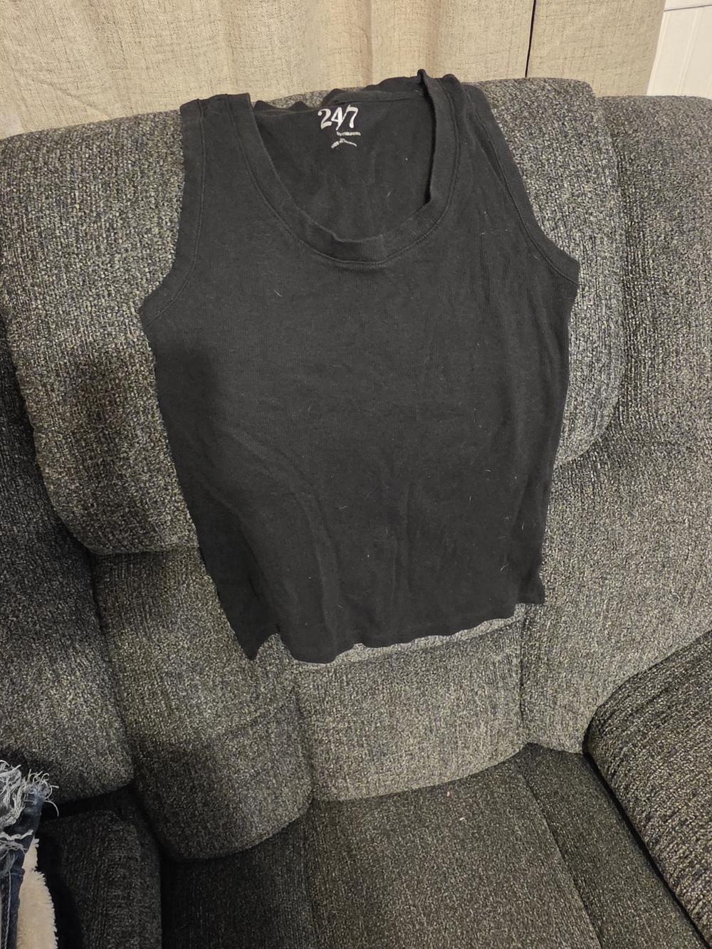 247 Black Ribbed Tank Top - Everyday Staple